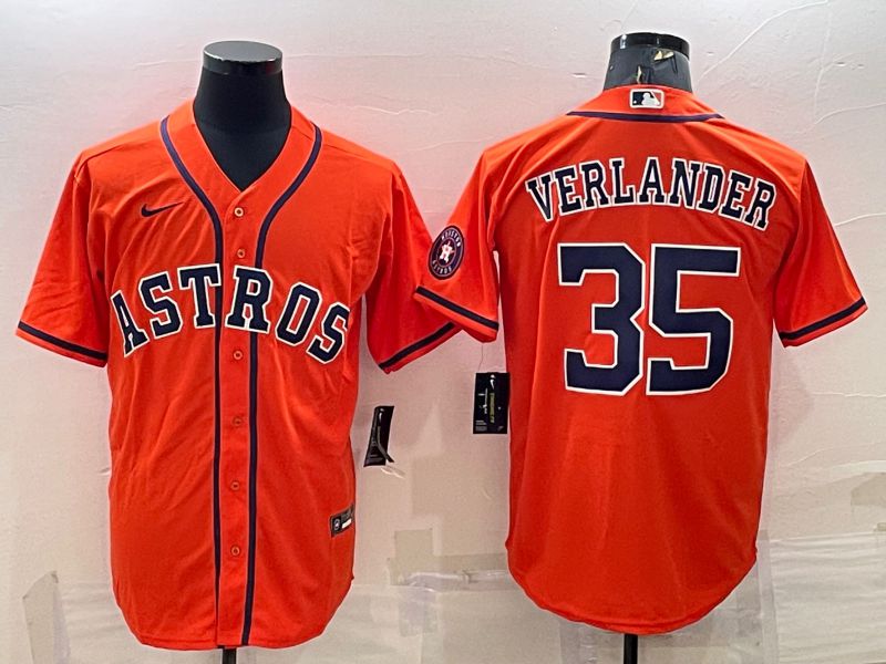 Men Houston Astros #35 Verlander Orange Game Nike 2022 MLB Jerseys1